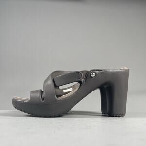 Crocs Cyprus IV Women’s Size 8 Brown Rubber Heels Strappy Sandals Pumps Casual